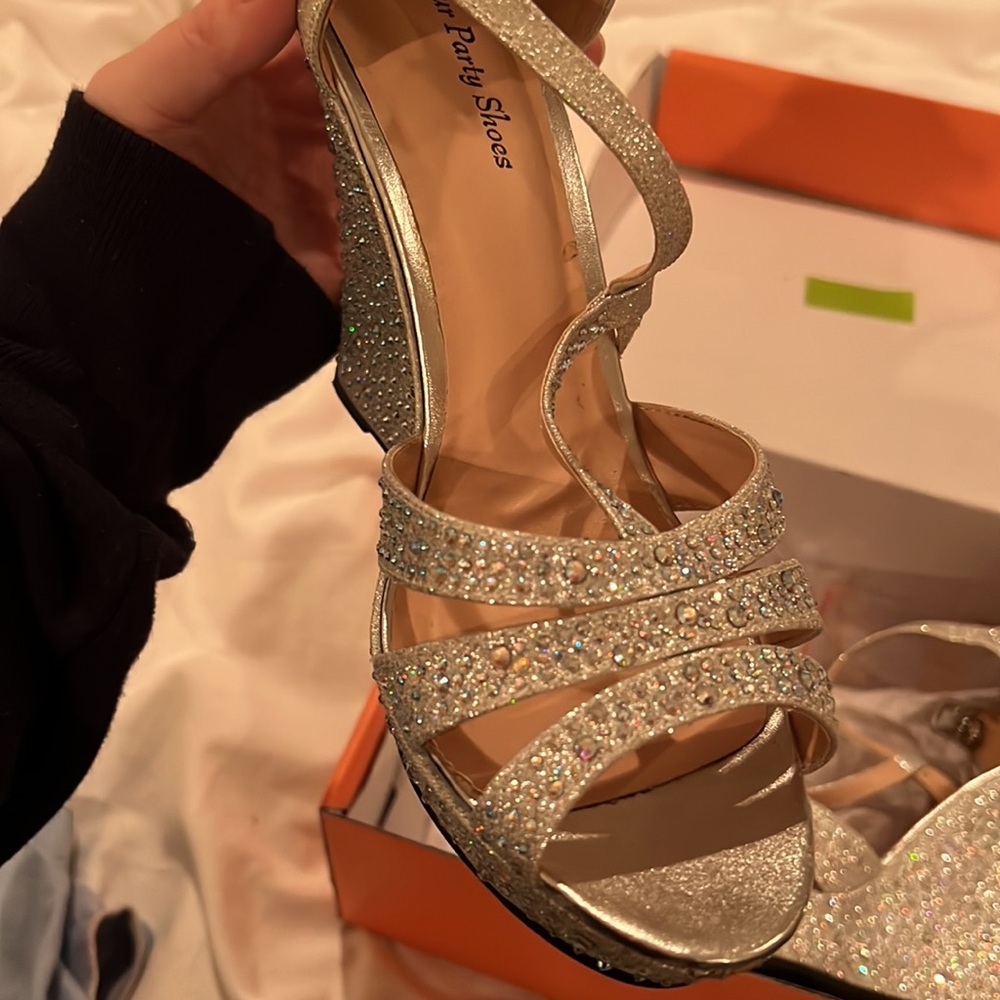 Silver Rhinestone Wedges - Picture 3 of 5